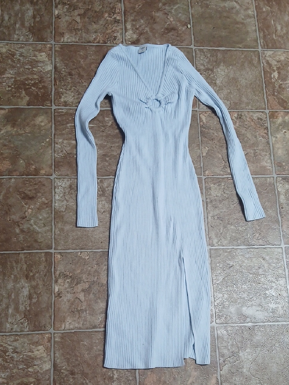 Abercrombie & Fitch Light Blue Ribbed Longa Sleeve Dress